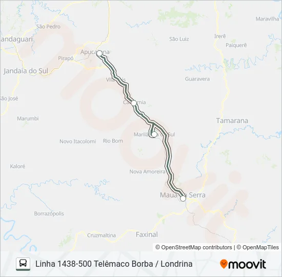 1438-500 APUCARANA / MAUÁ DA SERRA Bus Line Map