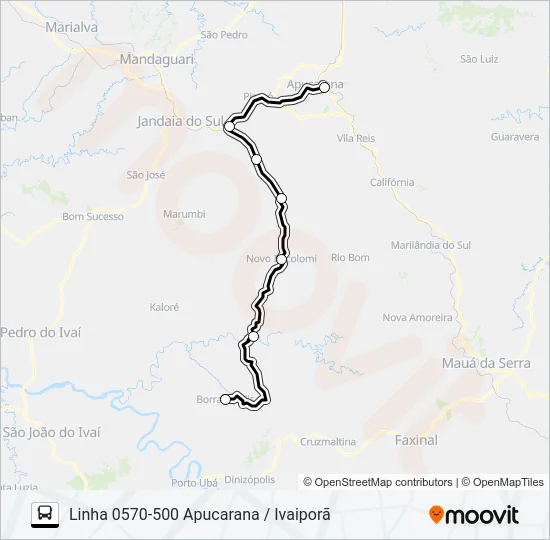 0570-500 APUCARANA / BORRAZÓPOLIS Bus Line Map