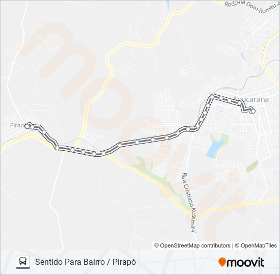 Mapa da linha 400 PIRAPÓ de ônibus