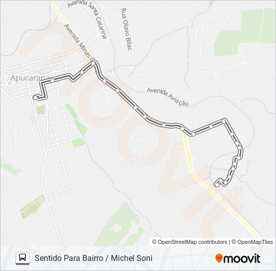 Mapa da linha 120 MICHEL SONI de ônibus