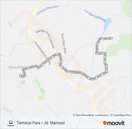 Mapa da linha 160 JARDIM MARISSOL de ônibus