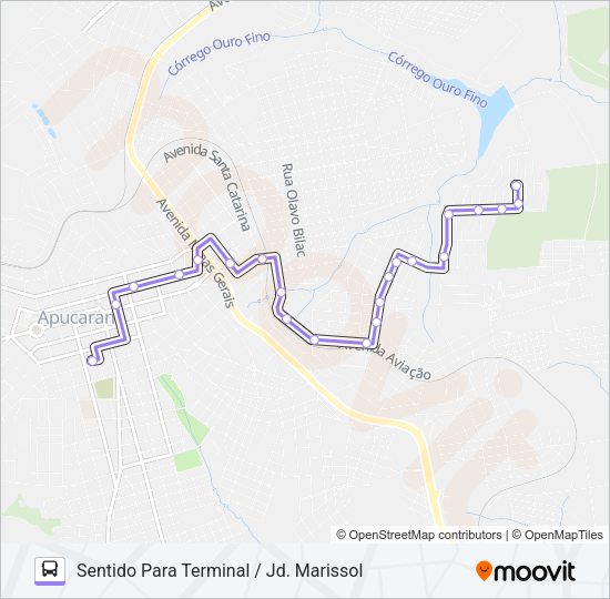 Mapa da linha 160 JARDIM MARISSOL de ônibus