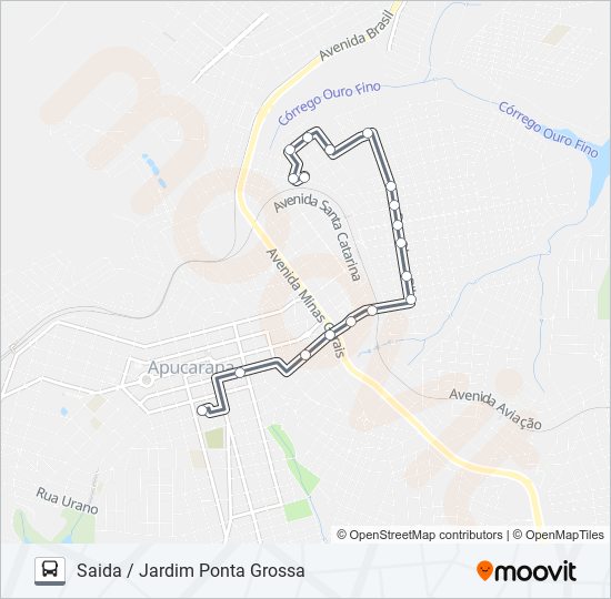 Mapa da linha 145 JARDIM PONTA GROSSA de ônibus