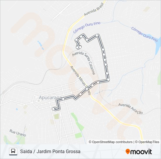 Mapa de 145 JARDIM PONTA GROSSA de autobús