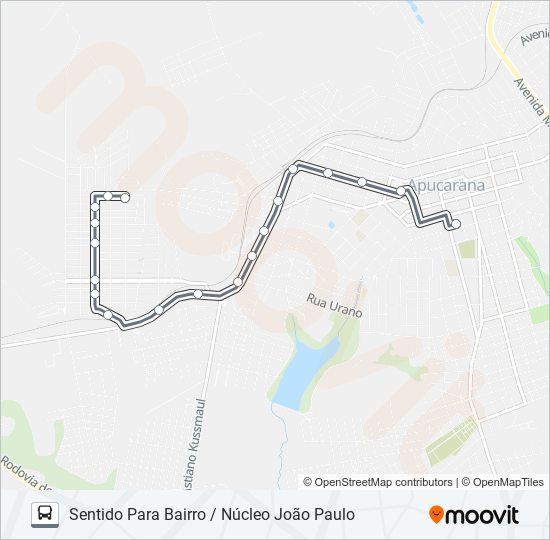 Mapa da linha 200 JOÃO PAULO de ônibus