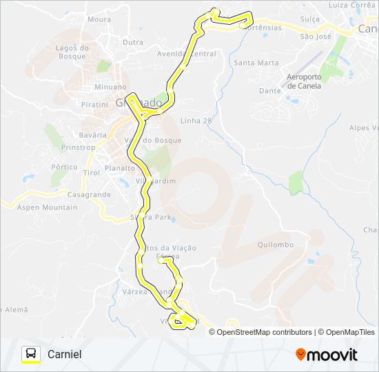 Mapa da linha MICRO SELETIVO GRAMADO de ônibus