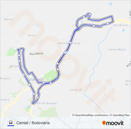 Mapa da linha URBANO CIRCULAR CENTRO de ônibus