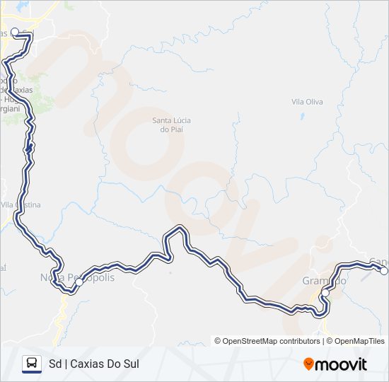 Mapa da linha 60 CAXIAS DO SUL / CANELA de ônibus