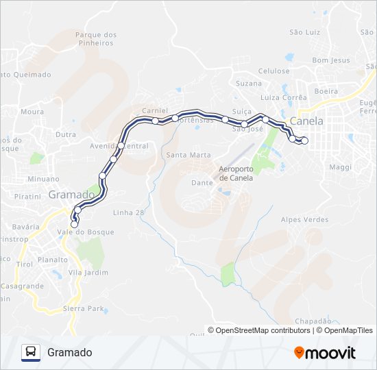 Mapa da linha 6152 CIRCULAR GRAMADO / SAIQUI de ônibus