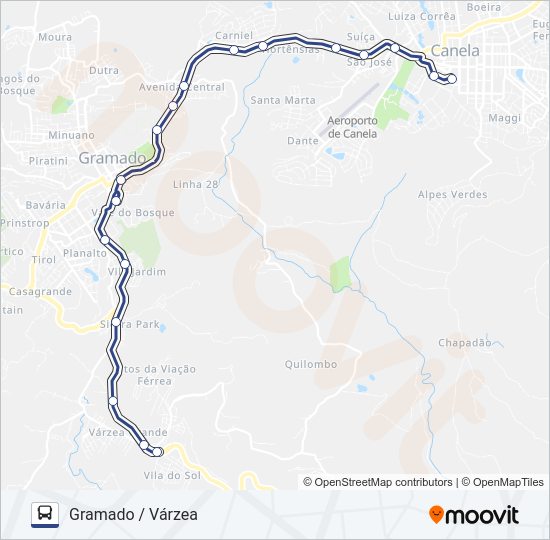 Mapa da linha 6152 CIRCULAR GRAMADO / SAIQUI de ônibus