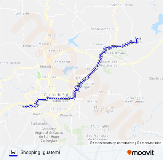 Mapa da linha ANA RECH / SÃO PELEGRINO de ônibus