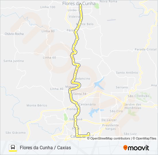 Mapa da linha C170 FLORES DA CUNHA / CAXIAS de ônibus