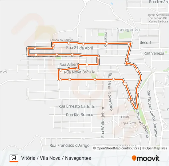 LINHA 1 CENTRO Bus Line Map