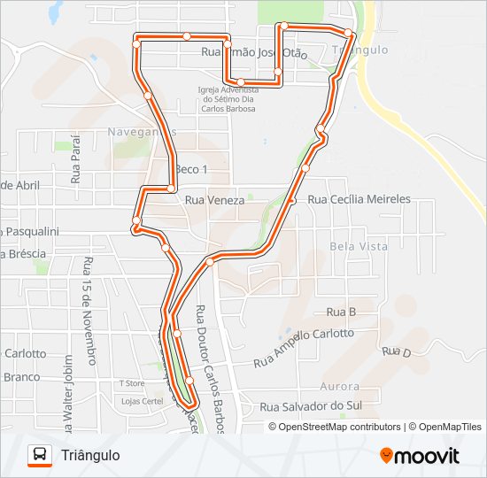 Mapa da linha  2 CENTRO de ônibus