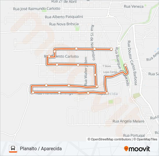 Mapa da linha  2 CENTRO de ônibus