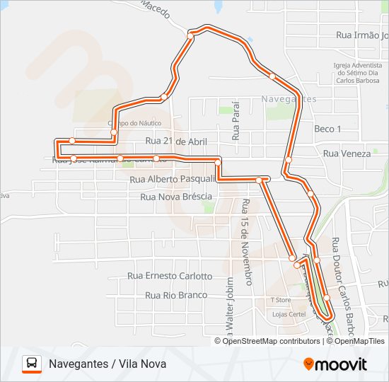 Mapa da linha  2 CENTRO de ônibus