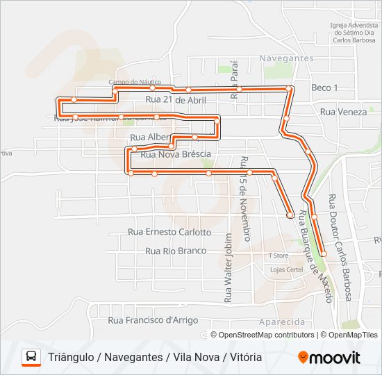 Mapa da linha  2 CENTRO de ônibus