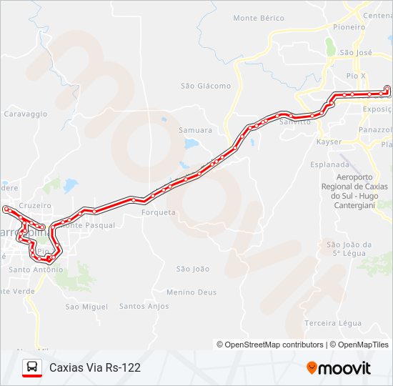 Mapa da linha C140 FARROUPILHA / CAXIAS de ônibus