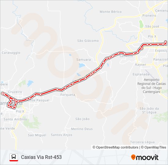 Mapa da linha C140 FARROUPILHA / CAXIAS de ônibus