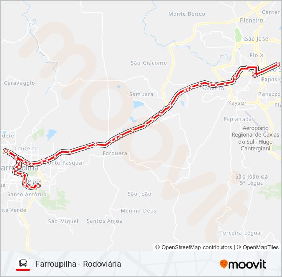 Mapa da linha C140 FARROUPILHA / CAXIAS de ônibus