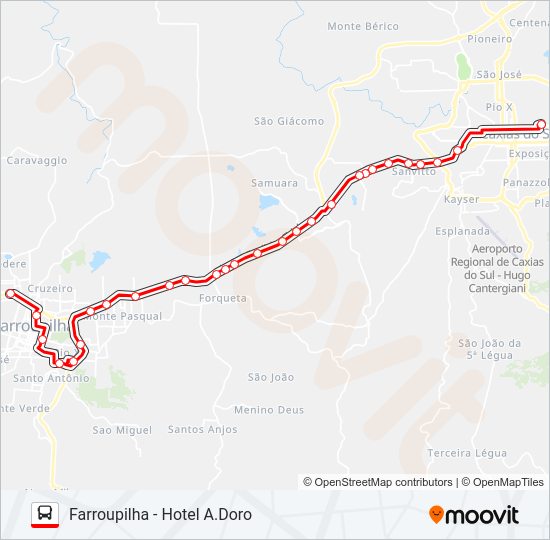 Mapa da linha C140 FARROUPILHA / CAXIAS de ônibus