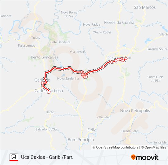Mapa da linha C130 CARLOS BARBOSA / CAXIAS de ônibus