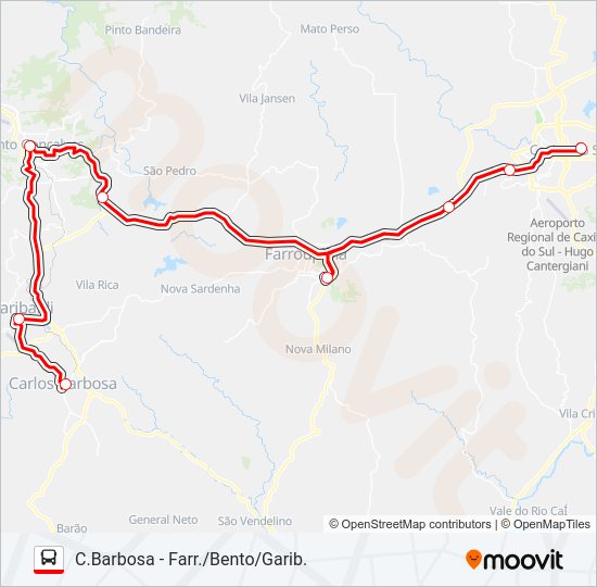 Mapa da linha C130 CARLOS BARBOSA / CAXIAS de ônibus