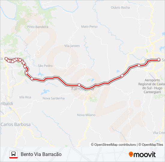 Mapa da linha C120 BENTO GONÇALVES / CAXIAS de ônibus