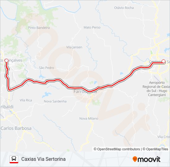 Mapa da linha C120 BENTO GONÇALVES / CAXIAS de ônibus