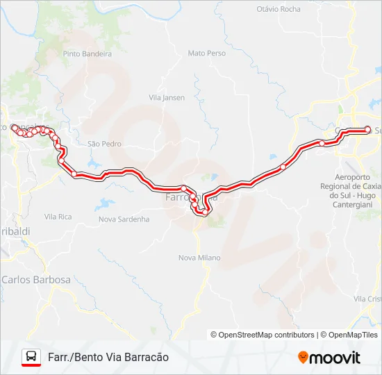 Mapa da linha C120 BENTO GONÇALVES / CAXIAS de ônibus