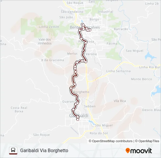 Mapa de C650 BENTO GONÇALVES / GARIBALDI de autobús