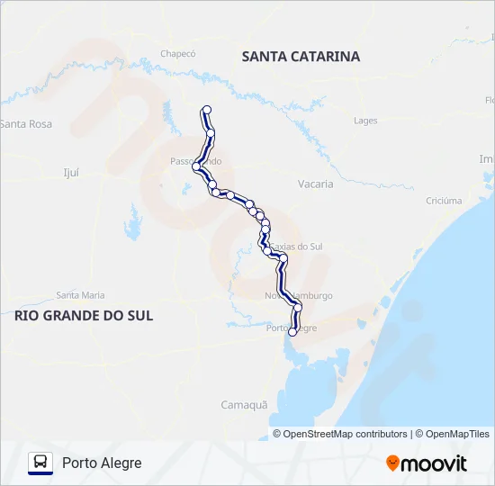 1051 ERECHIM / PORTO ALEGRE Bus Line Map