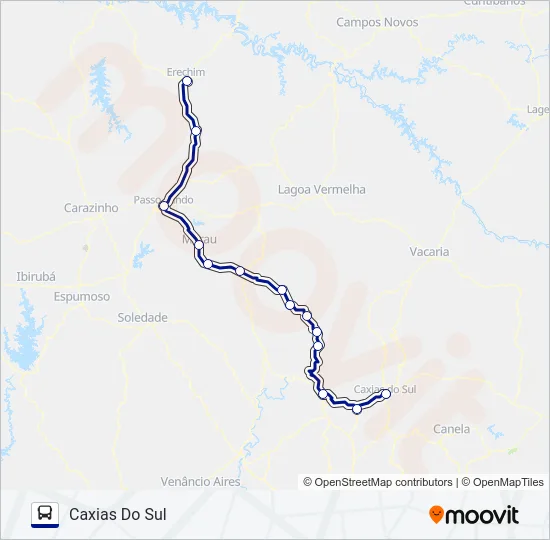 1425 CAXIAS DO SUL / ERECHIM Bus Line Map