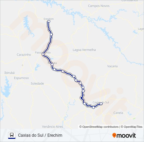 1425 CAXIAS DO SUL / ERECHIM bus Line Map