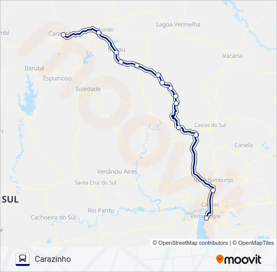 1052 CARAZINHO / PORTO ALEGRE Bus Line Map