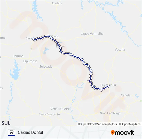 2577 CAXIAS DO SUL / CARAZINHO Bus Line Map