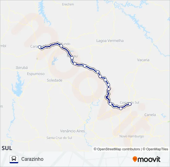 2577 CAXIAS DO SUL / CARAZINHO Bus Line Map