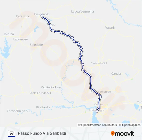 1053 PASSO FUNDO / PORTO ALEGRE Bus Line Map