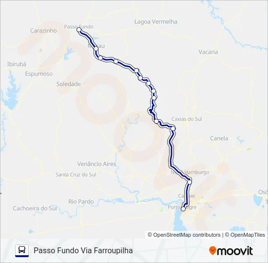 1053 PASSO FUNDO / PORTO ALEGRE Bus Line Map