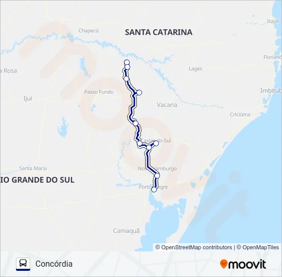 10-0107 PORTO ALEGRE / CONCÓRDIA Bus Line Map