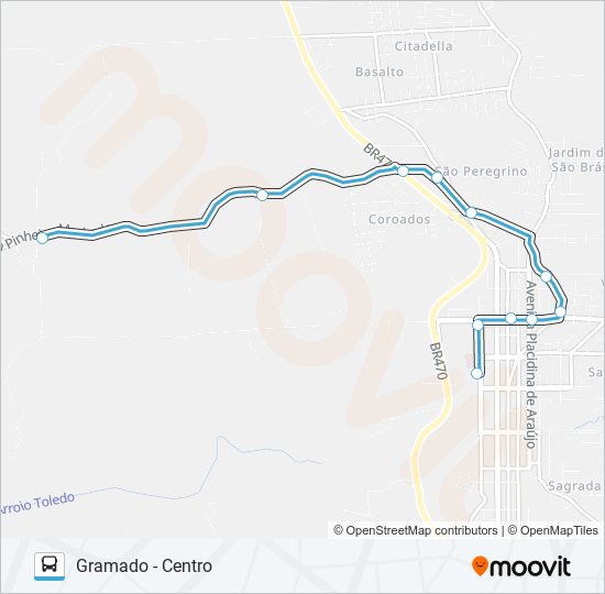 Mapa de OL115 GRAMADO - CENTRO de autobús