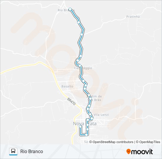 Mapa da linha SN512 ZECCA - RIO BRANCO de ônibus