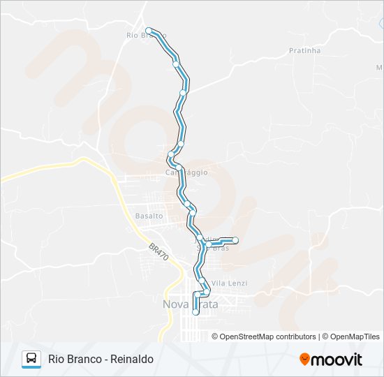 Mapa de NS215 RIO BRANCO - REINALDO de autobús