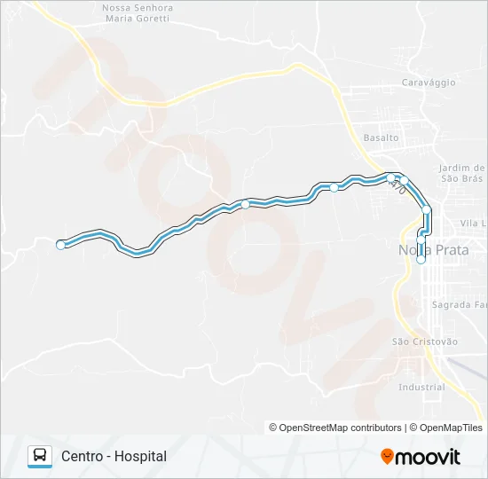OL105 GRAMADINHO - HOSPITAL Bus Line Map