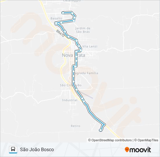 Mapa de SN904 YOKI - SÃO JOÃO BOSCO de autobús