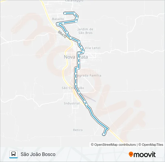 SN904 YOKI - SÃO JOÃO BOSCO Bus Line Map