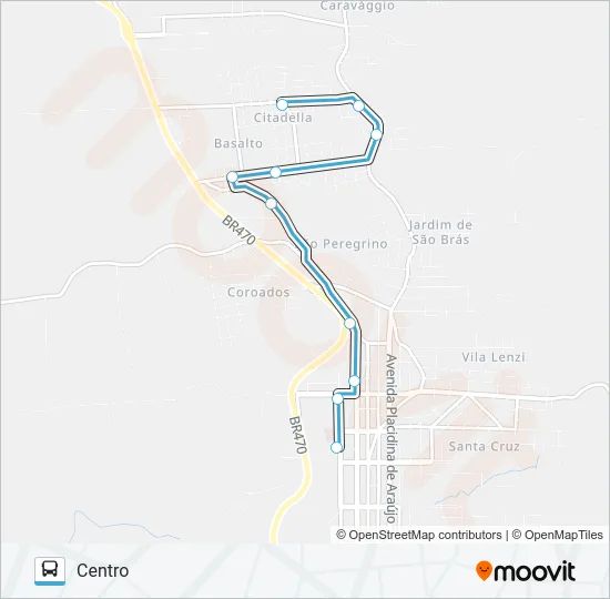 NS405 SÃO JOÃO BOSCO - CENTRO Bus Line Map