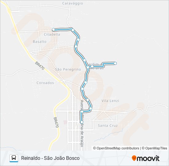 Mapa de SN504 REINALDO - SÃO JOÃO BOSCO de autobús