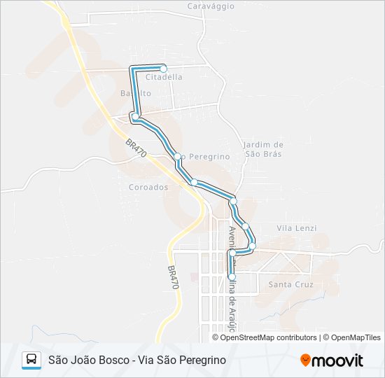 Mapa de SN504 REINALDO - SÃO JOÃO BOSCO de autobús