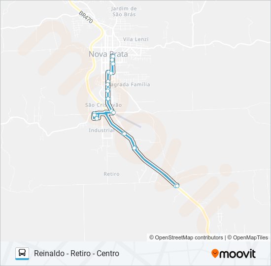 Mapa de CS525 REINALDO - RETIRO - CENTRO de autobús